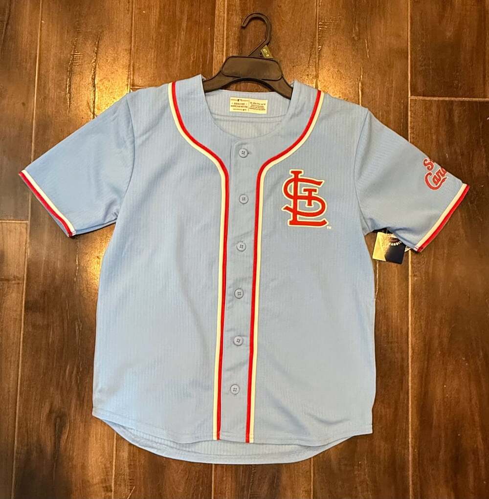 MLB St. Louis Cardinals Youth Baseball Jersey Size XL-14/16 Light Blue